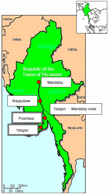 [image]Yangon - Mandalay Railway Route Map