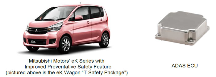 [image](left)Mitsubishi Motors' eK Series with Improved Preventative Safety Feature (pictured above is the eK Wagon "T Safety Package"), (right)ADAS ECU