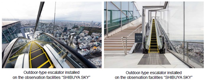 [image](left)Outdoor-type escalator installed on the observation facilities "SHIBUYA SKY", (right)Outdoor-type escalator installed on the observation facilities "SHIBUYA SKY"