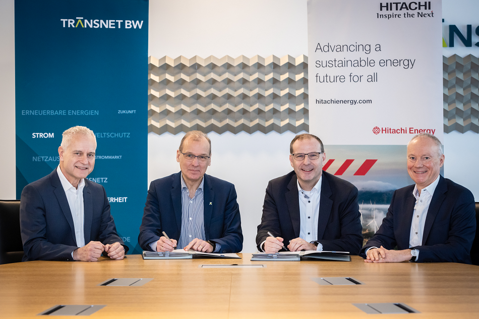[image]Seated from left to right: Dr. Rainer Pflaum, CFO TransnetBW, Dr. Werner Götz, CEO TransnetBW, Pascal Daleiden, Country Managing Director Hitachi Energy Austria, Germany and Switzerland, and Stefan Habild, Business Unit Manager Grid Integration, Hitachi Energy Germany AG [Source: TransnetBW]