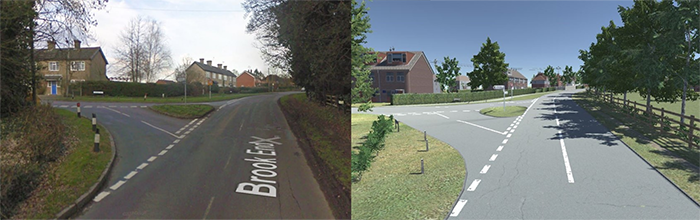 Figure 3: Visual realism level of the virtual environment (right) compared to real-world (left).