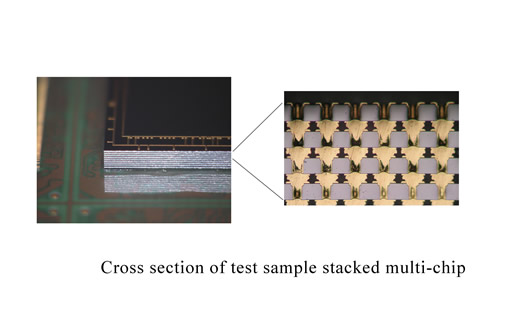 Cross section of test sample stacked multi-chip