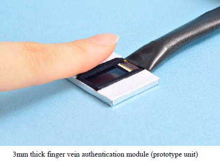 [Photo]3mm thick finger vein authentication module (prototype unit)