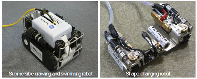 [photo](left)Submersible crawling and swimming robot (right)Shape-changing robot