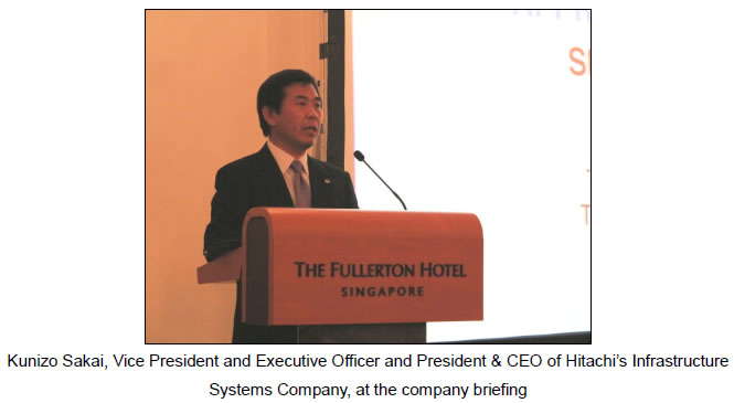 [photo]Kunizo Sakai, Vice President and Executive Officer and President & CEO of Hitachi's Infrastructure Systems Company, at the company briefing