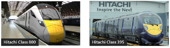 [image]Fig. 2: The smooth streamlined nose of the Class 800 (in comparison to Hitachi's conventional trains)