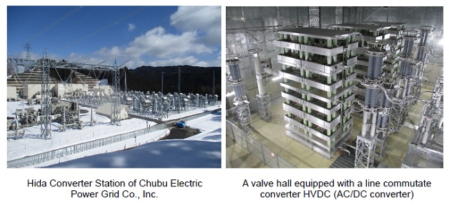 [image](Left)Hida Converter Station of Chubu Electric Power Grid Co., Inc., [image](Right)A valve hall equipped with a line commutate converter HVDC (AC/DC converter)