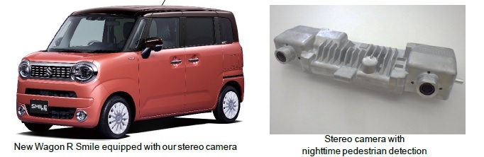 [image](left)New Wagon R Smile equipped with our stereo camera, (right)Stereo camera with nighttime pedestrian detection