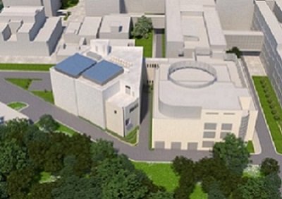 [image]Image of New Proton Therapy Center<br />The new center is on the left of existing site
