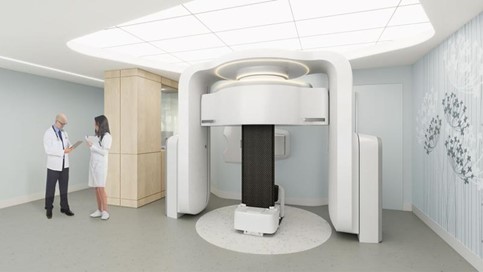 [image]Image of treatment room with Leo's upright patient positioning system