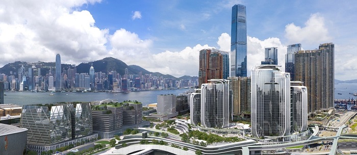 [image]External view of the West Kowloon Station complex in Hong Kong (in the right foreground of the photograph)