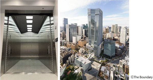[image]Left: Elevator of the Largest Capacity Class, 8,000kg (116 people), Right: "Toranomon Hills Station Tower" ©The Boundary
