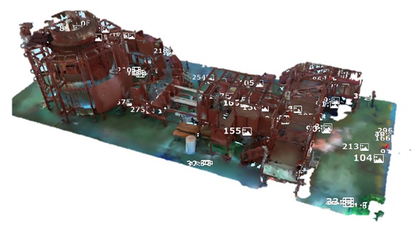 [image]Full-scale model of a structure in a nuclear power plant replicated in a metaverse space (aerial view)