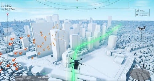 [画像]ドローンなどのエアモビリティの利便性向上に向けた「空の道」(イメージ)