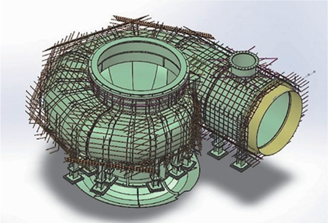 ［図9］鋼板ケーシング3Ｄ（Three Dimensions）モデル配筋図