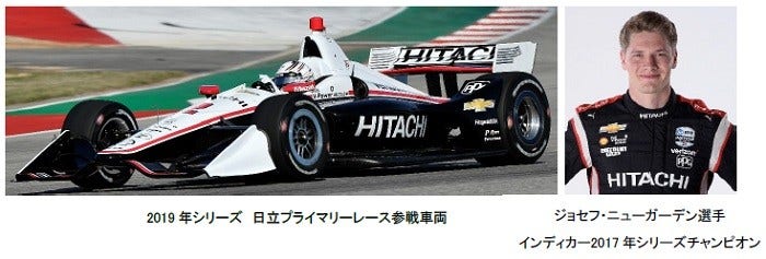[画像](左)2019年シリーズ 日立プライマリーレース参戦車両、(右)ジョセフ・ニューガーデン選手 インディカー2017年シリーズチャンピオン
