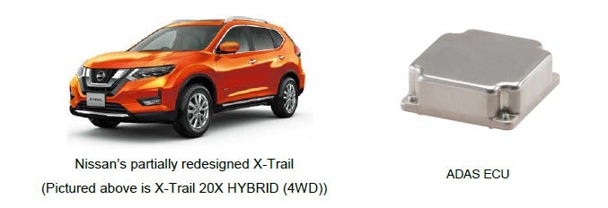[image](left)Nissan's partially redesigned X-Trail
(Pictured above is X-Trail 20X HYBRID (4WD)),(rigtht)ADAS ECU
