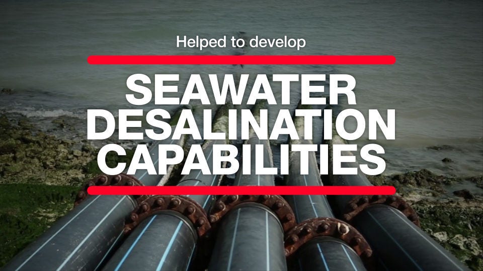 Hitachi partnered with Singapore’s utilities board in the initial phase of its seawater desalination development.