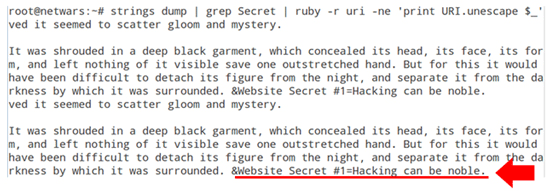図 14：答え：USB Secret #3: Your demise is a source of pain for others.