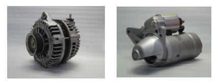 [画像]再生したオルタネーター(左)とスターター(右)