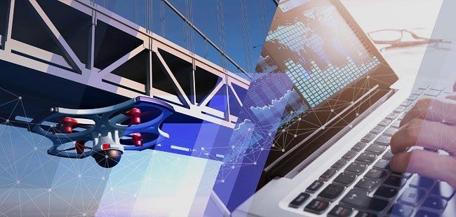 [画像]ドローン運航システムを活用したインフラ設備点検と「設備点検AIプラットフォーム」の連携イメージ