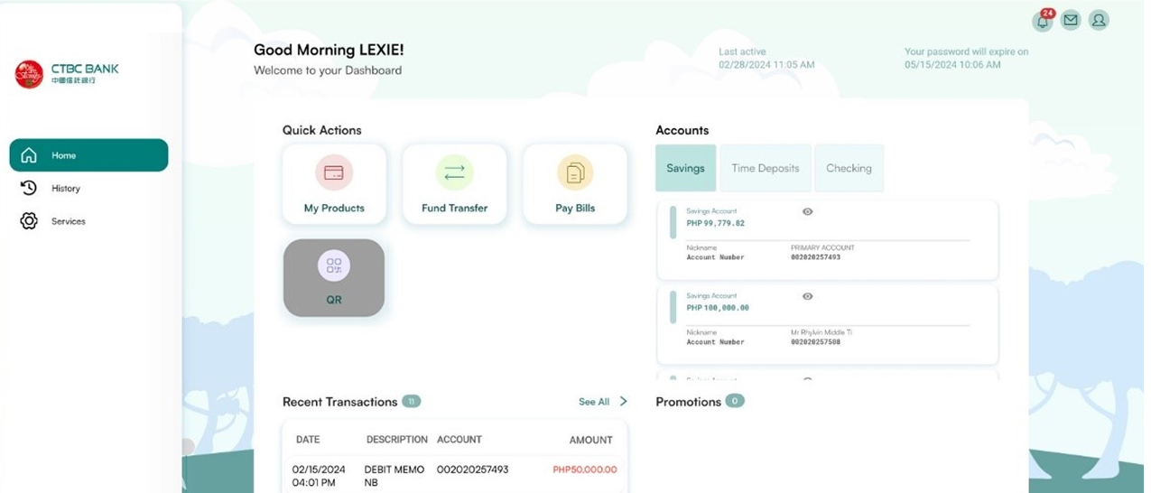 Retail NetBanking web interface
