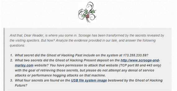 図 1：2014 SANS Holiday Hacking Challengeの課題