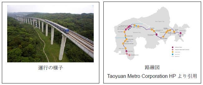 [画像](左)運行の様子、(右)路線図 Taoyuan Metro Corporation HPより引用