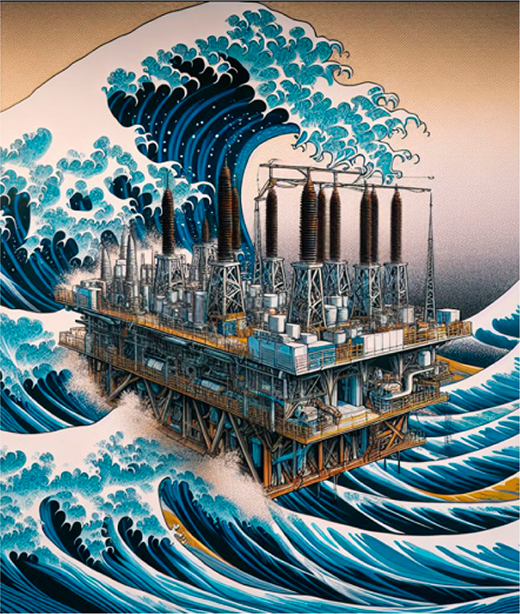 ［図13］過酷な環境条件下の浮体式洋上サブステーションのイメージ