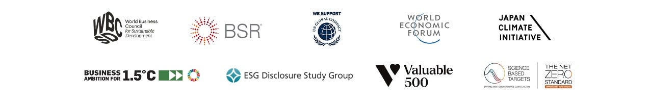 WBCSD, BSR, UN Global Compact, World Economic Forum, Japan Climate Initiative, Business Ambition For 1.5C, ESG Disclosure Study Group, Valuable 500, Science Based Targets Initiative