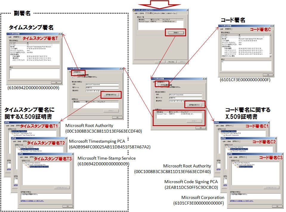 GUI view of Authenticode signature