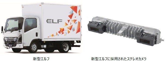 [画像](左)新型エルフ、(右)新型エルフに採用されたステレオカメラ