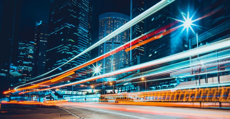 Vibrant urban scene at night