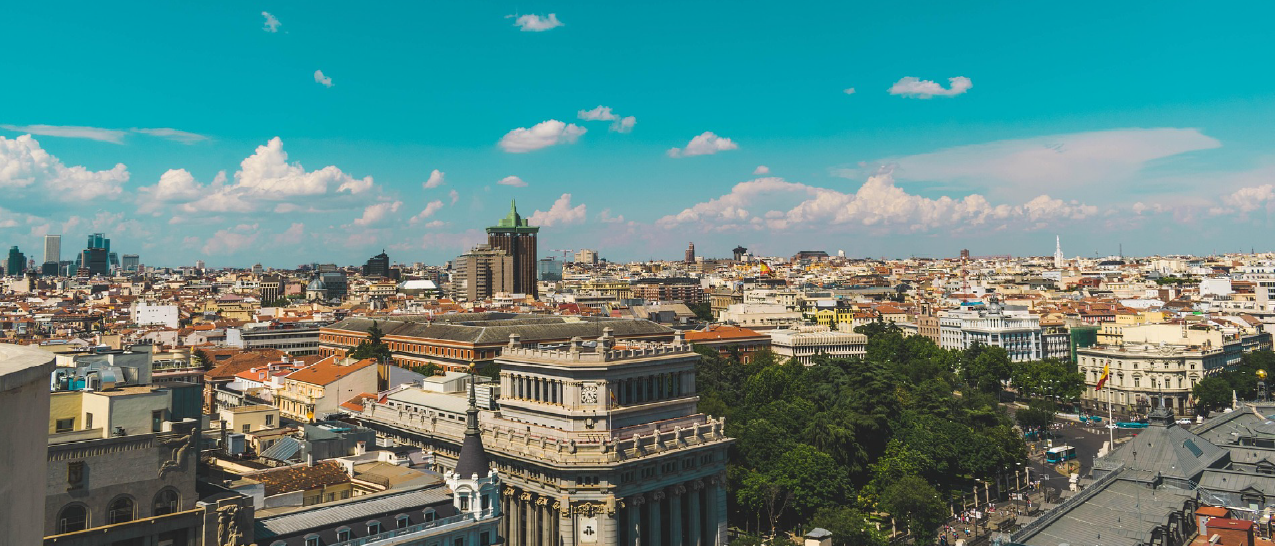 View of the city and buildings in Madrid