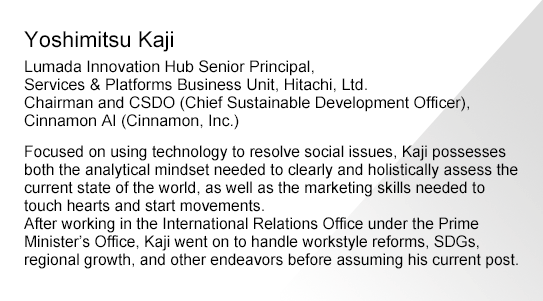 Hitachi, Ltd. Service & Platform business unit Lumada Innovation Hub Senior Principal Co., Ltd. Cinnamon Chairman of the Board and chief sustainable Depopento officer Yoshimitsu Kaji