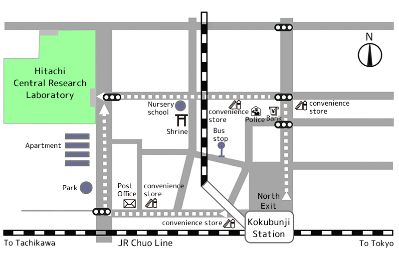 from Kokubunji station to CRL