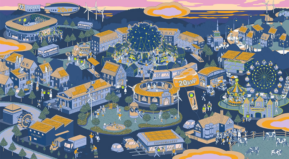 The illustration shows “Energize Our Future Communities,” the vision in the energy region.