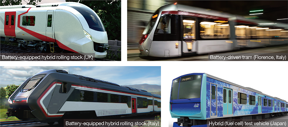 Figure 3 — Hitachi Battery-equipped Hybrid Rolling Stock in Use Globally
