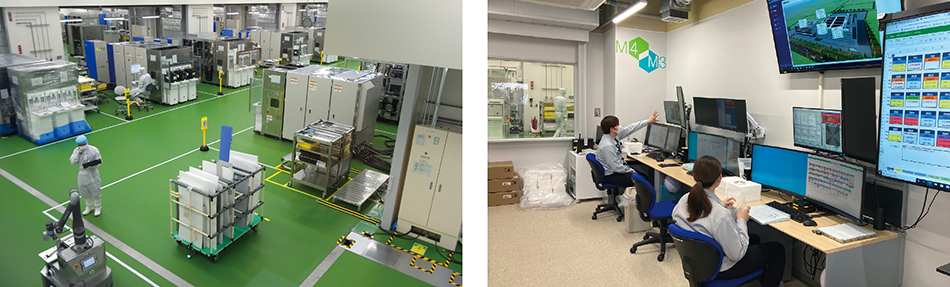Figure 2 | Staff and AGV at Work in Clean Room (Left) and Remote-control Room (Right)
